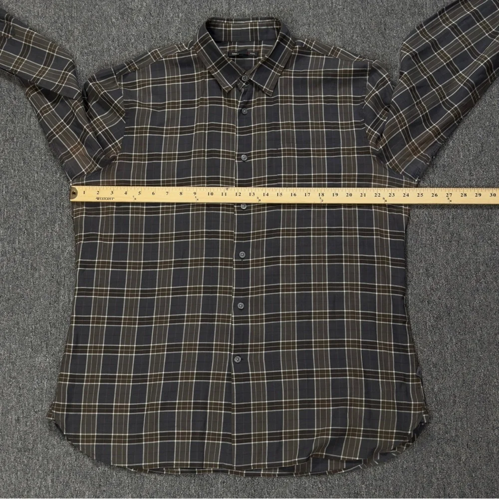 John Varvatos Men's Plaid‎ Button-Up Shirt Size XL Lightweight & Thin Breathable